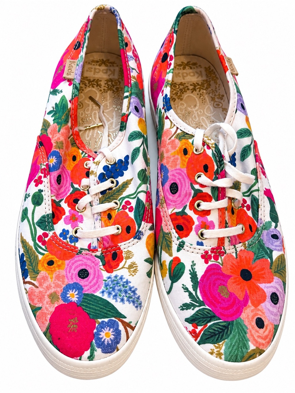 Keds Floral Canvas Sneakers - White with Pink, Orange, Green, Blue